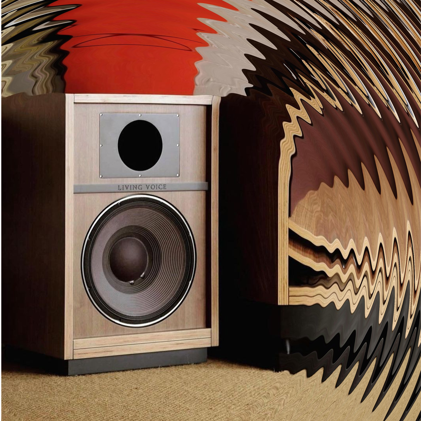 Graphic depicting a hexagonal cropped photo of an interior room design with grid lines along its borders.